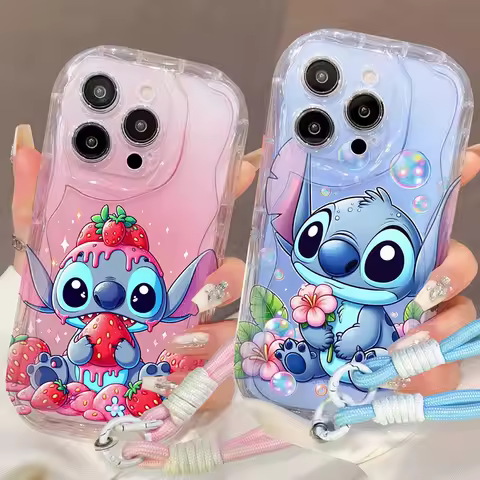 Stitch Cartoon Lanyard Case For Vivo V30 V29 Lite V27E V27 V25E V23E V23 Pro Y02S Y27S Y33 Y38 Y58 Y