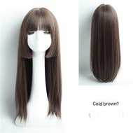 TSE Tóc giả nữ halloween tóc giả màu đỏ của phụ nữ thời trang toàn bộ đầu thẳng dài tai nghe Công Ch