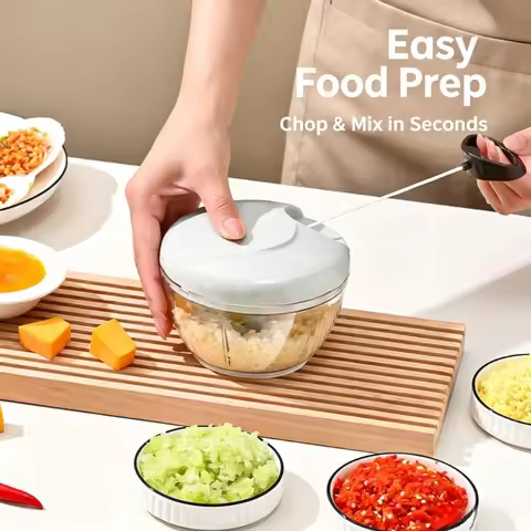500ml Manual Meat Grinder, Rotary Garlic Press, Vegetable & Onion Chopper, Kitchen Cooking Gadget
