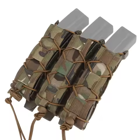 Tactical Tiger Type Long Triple Quick Pull Mag Pouch for UMP9 UMP40 UMP45 MP5 MP9 MP10 MPX Pistol Ai