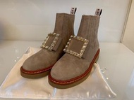 Roger vivier 杏色閃鑽麂皮 boots 靴