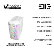 [GGC] INVASION BS-01 M-ATX PC CASE CASING W/ 4 ARGB FAN / WHITE