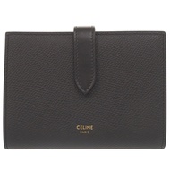 Celine 中型皮帶皮夾 黑色真皮對折皮夾 0265 [二手] CELINE