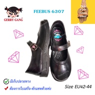 GERRY GANG รุ่น G-6307 G-6308 รองเท้านักเรียนหนังดำ รองเท้านักเรียนหญิง แบบเข็มกลัด รองเท้าหนังดำ เกอรี่แก๊ง ไซส์พิเศษ: 42-44