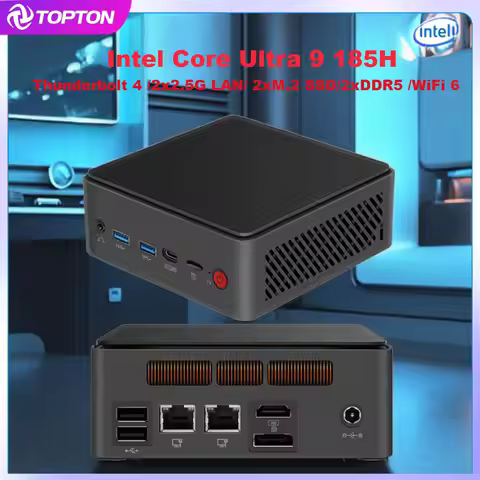Intel Core Ultra 9 185H 7 155H Topton AI Gaming Mini PC Thunderbolt 4 2x2.5G LAN 2xPCIE4.0 slot 2xDD