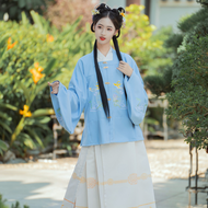 Han Shanghaoyi Original Han Dynasty Chinese Style Student Pleated Skirt Ming Womens Woven Gold Drago