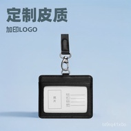 Taoyuan Ready Stock-Genuine Leather Work Card Customized Id Badge Lanyard Factory Brand Printed logo