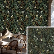 1 Roll Of Green Floral Wallpaper With Plant Grass Pattern Pvc Waterproof Self-Adhesive Wallpaper For