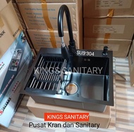 Kitchen sink 5040 hitam paket kran fleksibel /Bak cuci piring black 5243 ONAN/JKM/INOBE /Wastafel cu