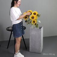 Tall Square Magnesium Clay Flower Pot Nordic Minimalist Style Mall Hotel Floor Pot Large and Small T