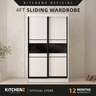 [FREE SHIPPING & FREE INSTALLATION] KitchenZ 4FT Sliding Door Wardrobe 2 Hanging Rods Storage Almari