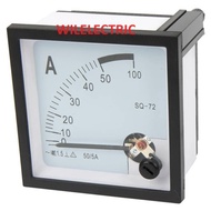 Analog Needle Ampere Meter Panel 72x72 72 x 72 Via CT - 75A