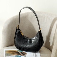 Brand Stone Pattern Saddle Underarm Shoulder Bag Women Soft Pu Leather Female Luxury Half Moon Handb