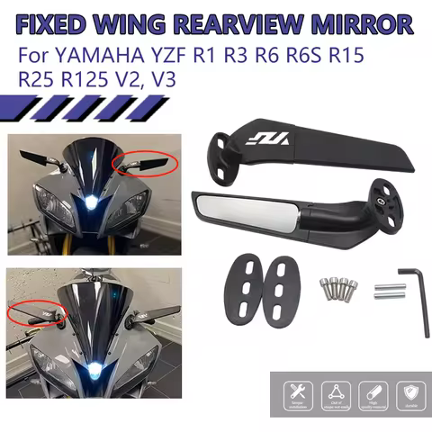 For Yamaha YZFR1 R3 R6 R6S R15 R25 R125 V2 V3 2pc Motorcycle Mirror Accessories 360° Rotating Modifi