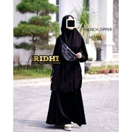 [✅Ready] Set Setelan French Khimar Resleting Zipper Baju Muslimah