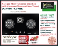 Aerogaz AZ-930F / AZ-930FT 90cm Glass Gas Hob | Free Express Delivery