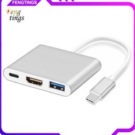 [Ft] 3 in 1 USB 31 Type C to 4K HDMI-compatible USB 30 Hub Adapter Cable Converter Connector