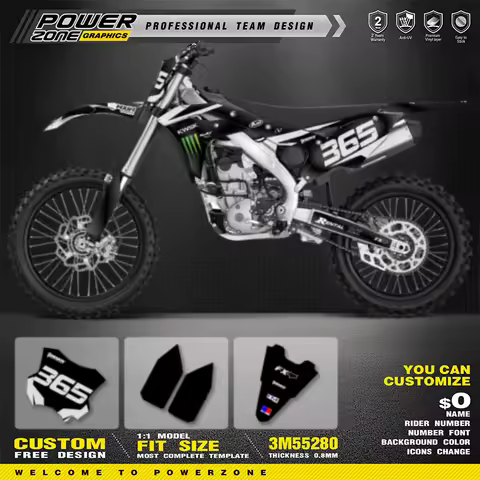 PowerZone Custom Team For Kawasaki KXF 250 KX 250F 2017 2018 2019 2020 Motorcycle Graphics Backgroun