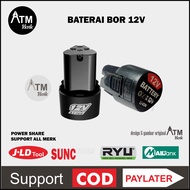 Baterai bor cordless 12v btrai power share bor semua merk bisa untuk JLD Mailtank Modern Benz Uchiha