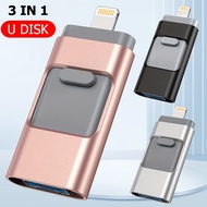 kuimi123 USB Flash Drives 128GB, U Disk 3 In 1 USB 3.0 For IPhone Memory Thumb Stick Drive For IPhone IPad Android And Computer