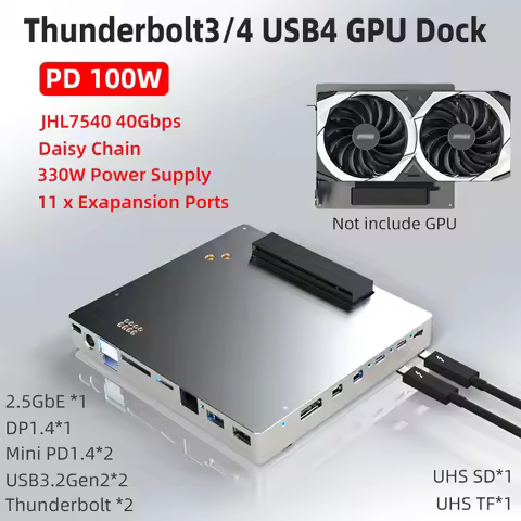 USB4 Thunderbolt GPU Dock 100W PD 40Gbps PCIE 3.0 for Notebook Laptop to External Graphic Card DP Mi