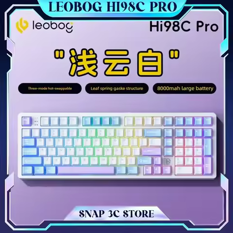LEOBOG Hi98C Pro Full Aluminum Mechanical Keyboard 98 Keys Tri-mode Wireless Bluetooth 2.4G Gasket H