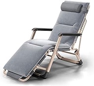 Lounge Chair Reclining Outdoor Folding Chairs for Heavy People Outdoor Beach Lawn Camping Portable Chair Foldable Deck Chair Home Lounge Chair (Color : Gray with Cushion) interesting