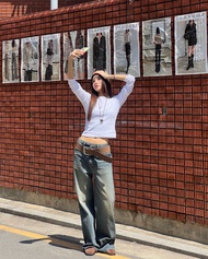 กางเกงยีนส์ RAVVESTUDIOs Ayla Jeans - Vintage Wash