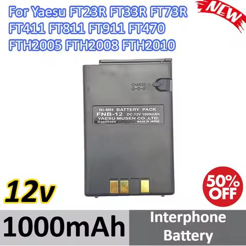 12V 1000mAh FNB-12 FNB-12H Interphone Battery for Yaesu FT23R FT33R FT73R FT411 FT811 FT911 FT470 FT