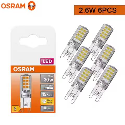 6pcs For OSRAM LED PIN 30 G9 2.6W 2700K Warm White Clear Lamp 300° Light 220V LED Outdoor Indoor Hom
