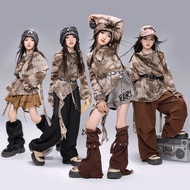 Jazz Dance Costume for Girls Korean Version Dune Wasteland Style Performance Outfit for Children jaz