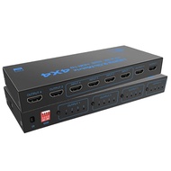 4K 4x4 HDMI Matrix Switch 4 IN 4 OUT HDMI Splitter ตัวเลือกวิดีโอเสียงสำหรับกล้อง PC ไปยังจอภาพทีวี