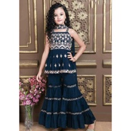 (Pre-Order) Girls Elegant / Trendy Navy Blue Kurta and Sharara Suits #FreeShipping