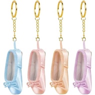 BAOZOON 4 Pcs Mini Pointe Shoes Keychains Miniature Ballet Shoes Keyring Handmade Shoe Charm Pendant