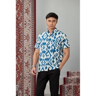 COTTON LINEN RELAX FIT SHIRT - AZTECH BLUE