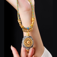 999 sterling silver yellow God of Wealth necklace pendant fo999纯银黄财神项链吊坠男女款藏式挂件个性复古雕刻原创民族风7.17.0