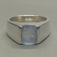 100% 天然未加熱未處理 4.2 克拉錫蘭藍寶石男士戒指純銀