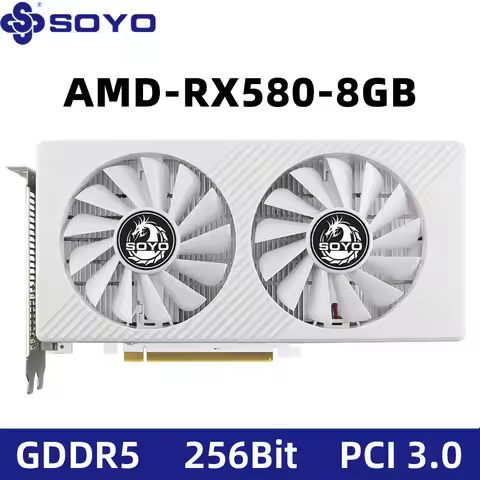 Graphics Card SOYO New AMD Radeon RX580 8G GDDR5 Memory 256Bit PCIE3.0x16 Gaming GPU Cards for Deskt