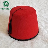 CABEZATWLJ Felt Fez Cap, Breathable Moroccan Hat Tarboosh Fez Hat, Universal Red Color Ottoman Round