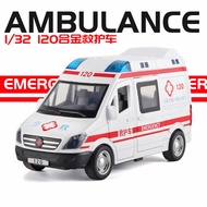 1: 32 Simulation Ambulance Car Model Multi-Door Sound Light Pull Back Ambulance Alloy Car Model Chil
