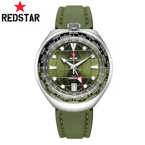 RED STAR BullHead 42mm Automatic Mechanical Watch ST2545 Movement Calendar Luminous GMT4 Dual Time Z
