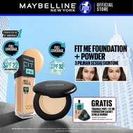 MAYBELLINE OFFICIAL Paket Makeup FACE KULIT KUNING LANGSAT - FIT ME Compact Powder 120 + FIT ME Liqu