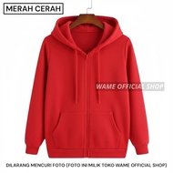 MERAH Plain zipper hoodie jacket plain zipper M, L, XL, XXL bright red/ red chili men women wame