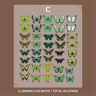 (40pcs) Stiker Kupu-kupu Estetik DIY Design Dekorasi Buku Scrapbook Kreatif STK2009