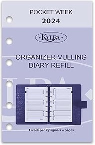 Kalpa 6 Ring Binder Agenda Refill Personal Organiser Diary Insert Calendar Insert, 2024, B7 Pockets,