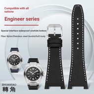 Suitable for IWC Men's Watch Engineer Series Watch Strap Genuine Leather Nylon Canvas Notch Belt IWC