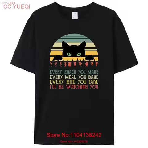 Every Snack You Make I'll Be Watching Funny Mom Cat 's T Shirt vintage Washed graphic streetwear Bre