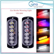 12-24V 6 LED Strobe light truck light Slim Amber Flash Light Bar Car Vehicle Emergency Warning Strobe Lamp ⚡READYSTOCK⚡