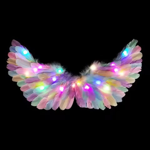 Pink White Adult Children LED Glow Light Angel Feather Wing Costumes Birthday Party Gift Show Wall H