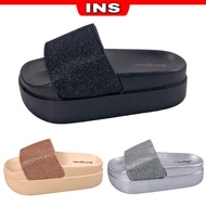 INS 💖 36-40 Women Fashion 6cm Shining Sandal Trending Slipper Ladies Flat Wedges Kasut Selipar Viral